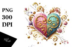 Colorful Wood Heart, Transparent PNG Product Image 1