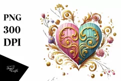 Colorful Wood Heart, Transparent PNG Product Image 1