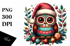 Vintage Christmas Owl PNG Product Image 1
