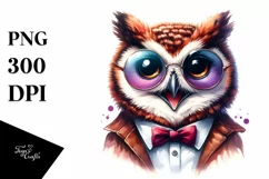 Owl Sunglasses Smiling | Watercolor Clipart Product Image 3