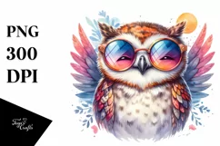Owl Sunglasses Smiling | Watercolor Clipart Product Image 3