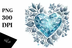 Watercolor Icy Paintbrush Heart PNG Product Image 1
