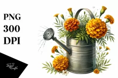 Watercolor Sprinkler Can Marigold Clipart Product Image 3