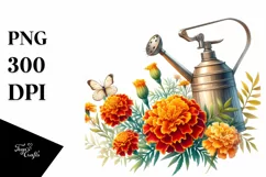 Watercolor Sprinkler Can Marigold Clipart Product Image 1