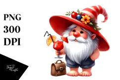 Whimsical Watercolor Gnome Cocktail PNG Product Image 1