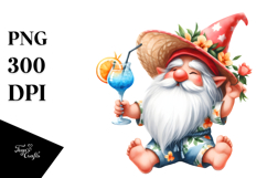 Whimsical Watercolor Gnome Cocktail PNG Product Image 1