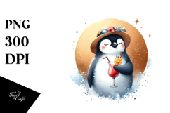 Penguin Drinking Cocktail PNG Product Image 1
