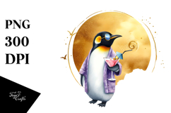 Penguin Drinking Cocktail PNG Product Image 1