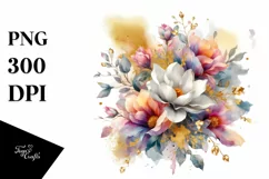 Vibrant Bouquet Gold Foil | Sublimation Clipart Product Image 1