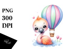 Colorful Baby Flamingo Hot Air Baloon Cuddling Clipart Product Image 3