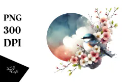 Bird of Spring Flowers, Transparent PNG Product Image 1