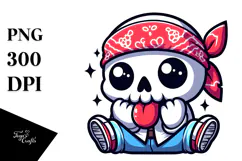 Silly Skull with Tongue-Out PNG Product Image 1