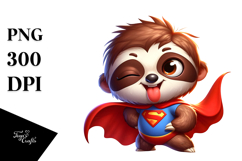 Sloth with Superhero Cape, PNG Product Image 1