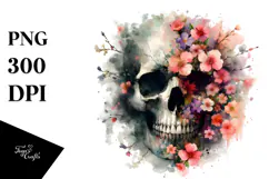 Colorful Skull with Spring Flowers PNG Product Image 1