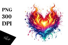 Colorful Heart Made of Fire PNG Product Image 1