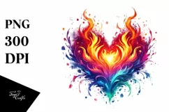 Colorful Heart Made of Fire PNG Product Image 1