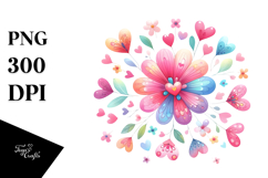 Colorful Boho Flower with Heart Petals PNG Product Image 1