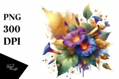 Vibrant Bouquet Gold Foil | Sublimation Clipart Product Image 1