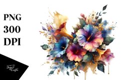 Vibrant Bouquet Gold Foil | Sublimation Clipart Product Image 3