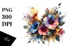 Vibrant Bouquet Gold Foil | Sublimation Clipart Product Image 3