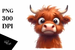 Funny Expressive Highland Cow PNG Product Image 3