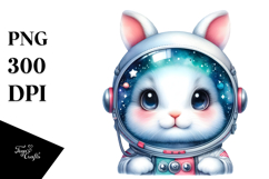 Cute Baby Rabbit Astronaut Helmet PNG Product Image 1