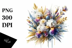 Vibrant Bouquet Gold Foil | Sublimation Clipart Product Image 3