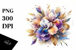 Vibrant Bouquet Gold Foil | Sublimation Clipart Product Image 1