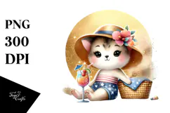 cute Tige in Beachwear PNG Product Image 1