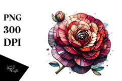 Wooden Stained Ranunculus Watercolor Splash | Clipart Product Image 3