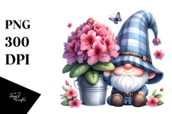 Cute GNOME with Rhododendron PNG Product Image 1