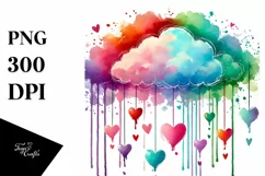 Cloud Sketches with Hearts Digital Painting PNG Product Image 1