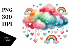 Cloud Sketches with Hearts Digital Painting PNG Product Image 1