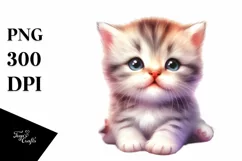Watercolor Cute Baby Cat PNG Product Image 3