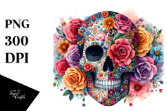 Colorful Skull Painting PNG Product Image 1
