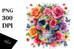 Colorful Skull Painting PNG Product Image 1