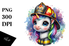 Baby Unicorn Firefighter, Transparent PNG Product Image 1