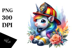 Baby Unicorn Firefighter, Transparent PNG Product Image 1