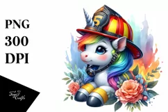 Baby Unicorn Firefighter, Transparent PNG Product Image 1