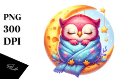 Cute Baby Owl Dressed PNG Product Image 1