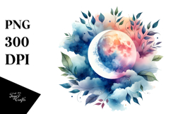 Vibrant Abstract Moon with Foliage Clouds | Sublimation Product Image 1