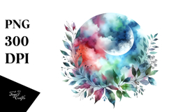 Vibrant Abstract Moon with Foliage Clouds | Sublimation Product Image 1