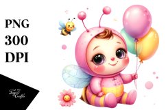 Colorful Cute Baby Bee PNG Product Image 1