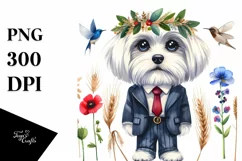 Maltese Human-like Watercolor Clipart Product Image 1