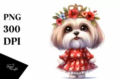 Maltese Human-like Watercolor Clipart Product Image 1