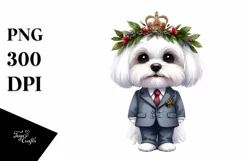 Maltese Human-like Watercolor Clipart Product Image 1