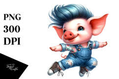Cute Baby Pig Jumping, Transparent PNG Product Image 1