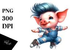 Cute Baby Pig Jumping, Transparent PNG Product Image 1