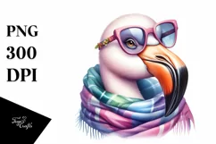 Cute Flamingo Portrait Scarf Sunglasses | Sublimation | Product Image 1