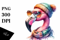 Cute Flamingo Portrait Scarf Sunglasses | Sublimation | Product Image 1